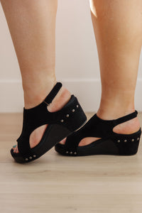 Thumbnail for Walk This Way Wedge Sandals in Black Suede