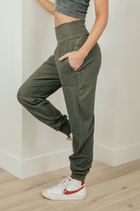 Thumbnail for Where Are You High Rise Joggers in Olive