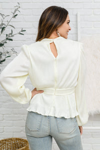 Thumbnail for Xanidu Long Sleeve V Neck Blouse in White