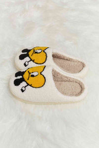 Thumbnail for Melody Love Heart Print Plush Slippers