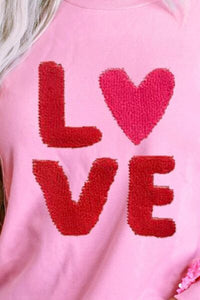 Thumbnail for LOVE Sequin Dropped Shoulder Sweatshirt