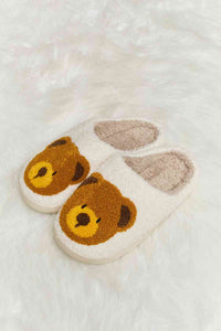 Thumbnail for Melody Teddy Bear Print Plush Slide Slippers