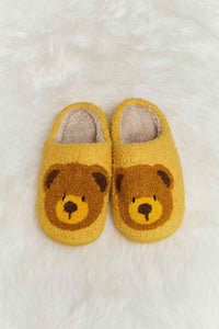 Thumbnail for Melody Teddy Bear Print Plush Slide Slippers