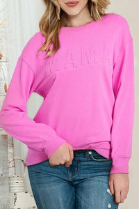 Thumbnail for MAMA Round Neck Dropped Shoulder Sweatshirt