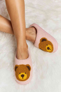 Thumbnail for Melody Teddy Bear Print Plush Slide Slippers