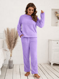 Thumbnail for Teddy Long Sleeve Top and Pants Lounge Set