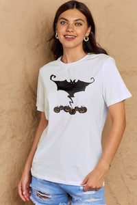 Thumbnail for Simply Love Full Size Bat & Pumpkin Graphic Cotton T-Shirt