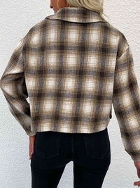 Thumbnail for Plaid Button-Up Dropped Shoulder Shacket