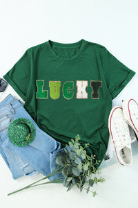 Thumbnail for LUCKY Round Neck Short Sleeve T-Shirt