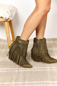 Thumbnail for Legend Women's Tassel Wedge Heel Ankle Booties