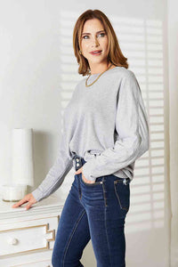 Thumbnail for Double Take Seam Detail Round Neck Long Sleeve Top