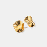 Thumbnail for Geometric Pleated 18K Gold-Plated Stud Earrings