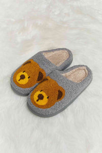 Thumbnail for Melody Teddy Bear Print Plush Slide Slippers