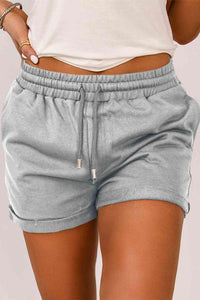 Thumbnail for Drawstring Waist Cuffed Shorts