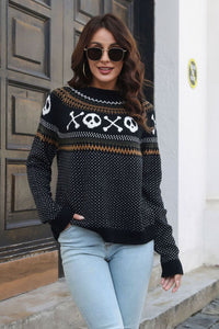 Thumbnail for Ribbed Round Neck Long Sleeve Pullover Sweater