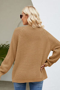 Thumbnail for Open Front Raglan Sleeve Pocketed Cardigan