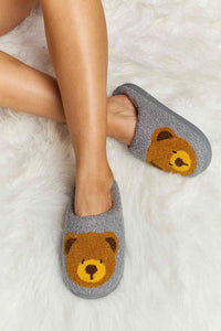 Thumbnail for Melody Teddy Bear Print Plush Slide Slippers