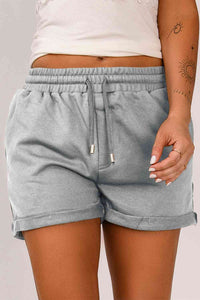 Thumbnail for Drawstring Waist Cuffed Shorts