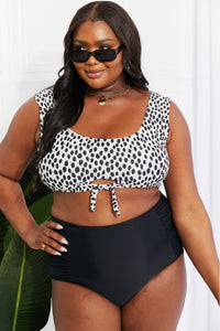 Thumbnail for Marina West Swim Sanibel Crop Swim Top and Ruched Bottoms Set in Black