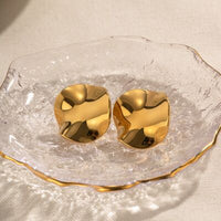 Thumbnail for Geometric Pleated 18K Gold-Plated Stud Earrings