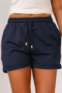 Thumbnail for Drawstring Waist Cuffed Shorts