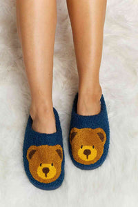 Thumbnail for Melody Teddy Bear Print Plush Slide Slippers