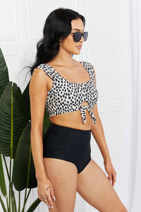 Thumbnail for Marina West Swim Sanibel Crop Swim Top and Ruched Bottoms Set in Black