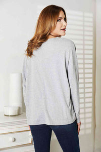 Thumbnail for Double Take Seam Detail Round Neck Long Sleeve Top