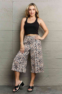 Thumbnail for Ninexis Leopard High Waist Flowy Wide Leg Pants with Pockets