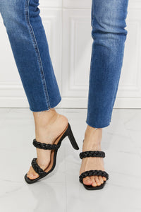 Thumbnail for MMShoes In Love Double Braided Block Heel Sandal in Black