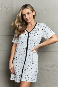 Thumbnail for MOON NITE Quilted Quivers Button Down Sleepwear Dress