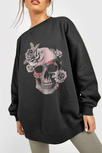 Thumbnail for Simply Love Simply Love Full Size Dropped Shoulder SKULL Graphic Sweatshirt