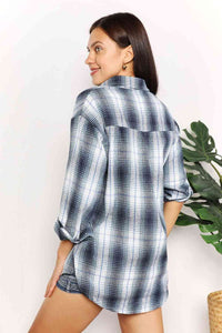 Thumbnail for Double Take Plaid Dropped Shoulder Shirt