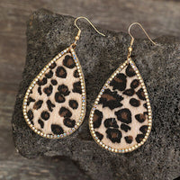 Thumbnail for Zircon PU Leopard Teardrop Earrings