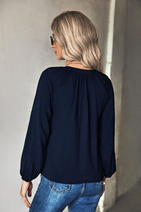 Thumbnail for Gathered Detail Tie-Neck Blouse