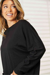 Thumbnail for Double Take Seam Detail Round Neck Long Sleeve Top