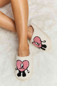 Thumbnail for Melody Love Heart Print Plush Slippers