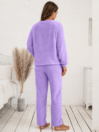 Thumbnail for Teddy Long Sleeve Top and Pants Lounge Set