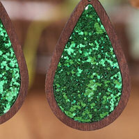 Thumbnail for Sequin Wood Teardrop Earrings