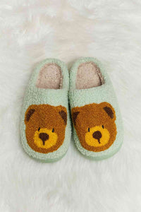 Thumbnail for Melody Teddy Bear Print Plush Slide Slippers