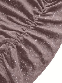 Thumbnail for Glitter Ruched Cowl Neck Wrap Dress