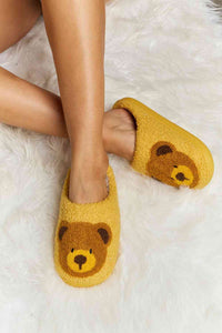 Thumbnail for Melody Teddy Bear Print Plush Slide Slippers