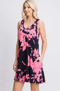 Thumbnail for Heimish Full Size Floral V-Neck Tank Dress with Pockets