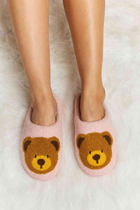 Thumbnail for Melody Teddy Bear Print Plush Slide Slippers