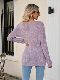 Thumbnail for Square Neck Ribbed Long Sleeve T-Shirt