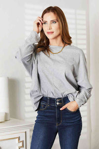 Thumbnail for Double Take Seam Detail Round Neck Long Sleeve Top