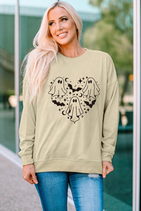 Thumbnail for Round Neck Dropped Shoulder Ghost Graphic Sweatshirt