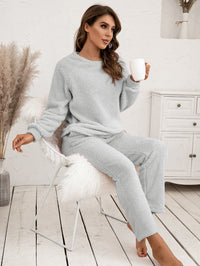 Thumbnail for Teddy Long Sleeve Top and Pants Lounge Set