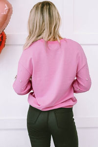 Thumbnail for Pearl Round Neck Dropped Shoulder Sweatshirt