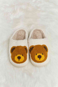 Thumbnail for Melody Teddy Bear Print Plush Slide Slippers